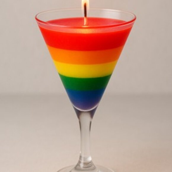 Pride Candle in Martini Glass – Rainbow Soy Wax Candle Handmade LGBTQ+ Gift – Co - Picture 5 of 7